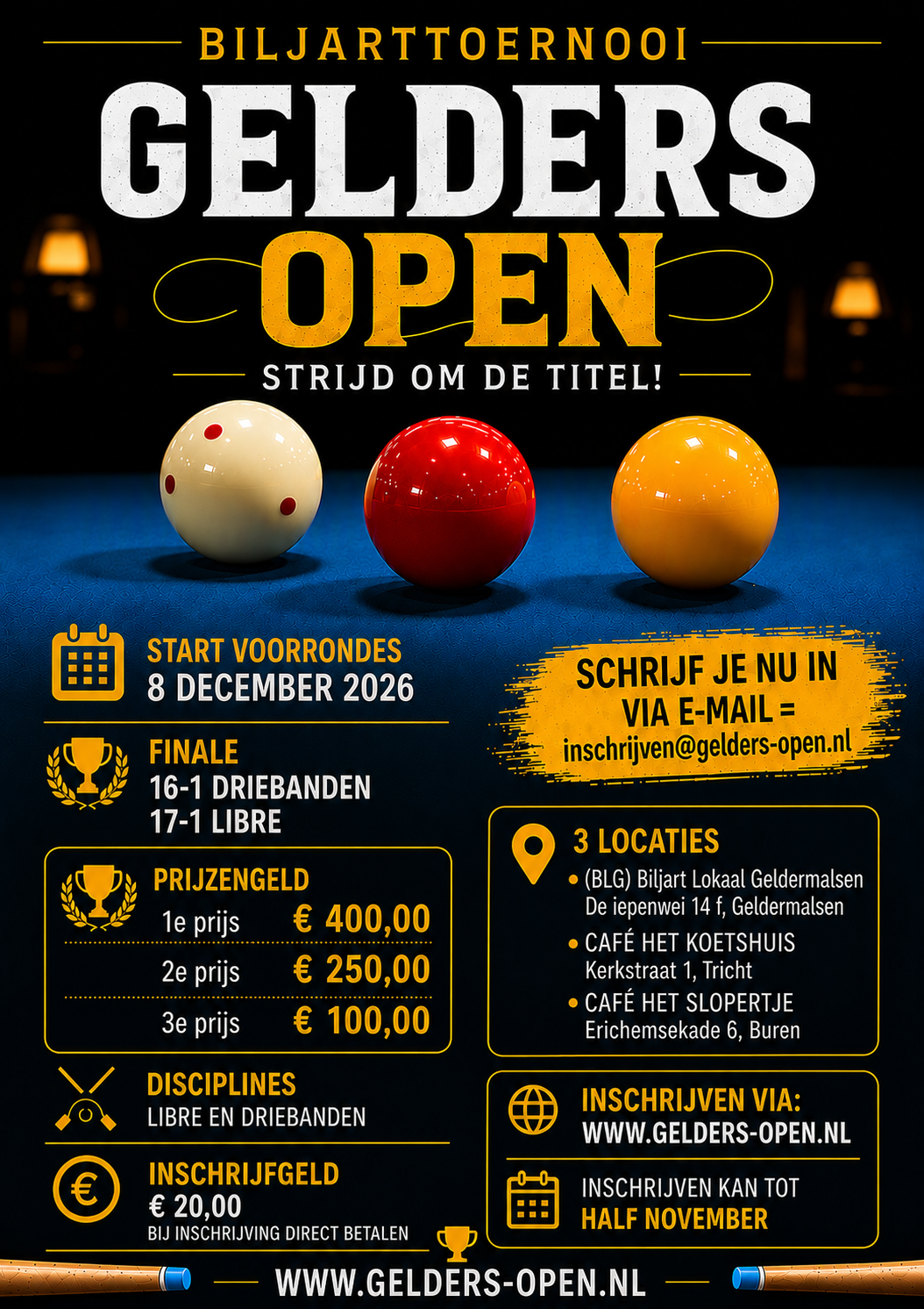 Poster Gelders Open biljarttoernooi